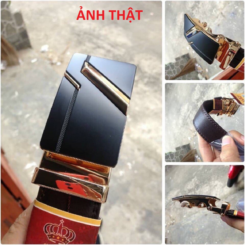 thắt lưng Da Nam Khóa Tự Động Cao Cấp Dây Nịt Nam Da Bò 100% xịn Baellerry Mạ Vàng Bạc Nam Tính GG-9K 45 6