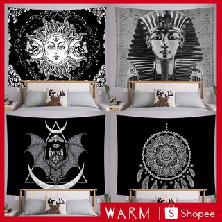 Tấm thảm nền vải trang trí Bohemian hoa mandala bài tarot phong cách Âu Mỹ màu đen và trắng đơn giản