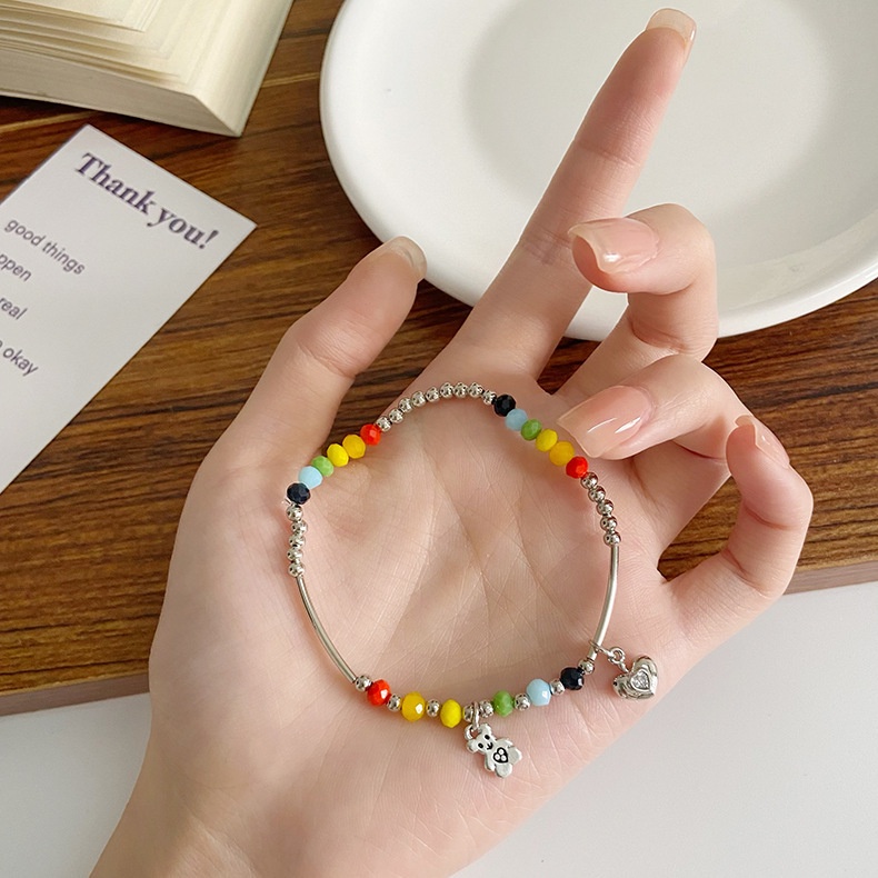 Vòng Tay Chuỗi Hạt Nhiều Màu Phong Cách Hàn Quốc Cổ Điển Thời Trang