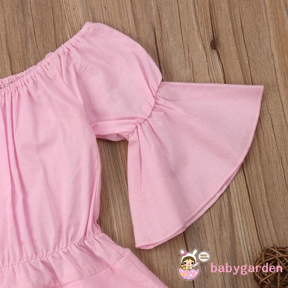Đầm trễ vai chất liệu tulle cho bé gái