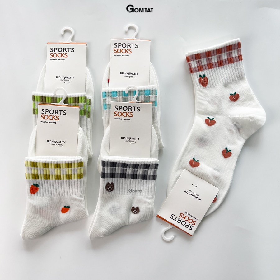 Tất nữ Cổ Trung thời trang Hàn Quốc mẫu trái cây, vớ nữ Cổ Lửng cotton cao cấp êm mềm thoáng khí - LISU13-LUNG-TRAICAY