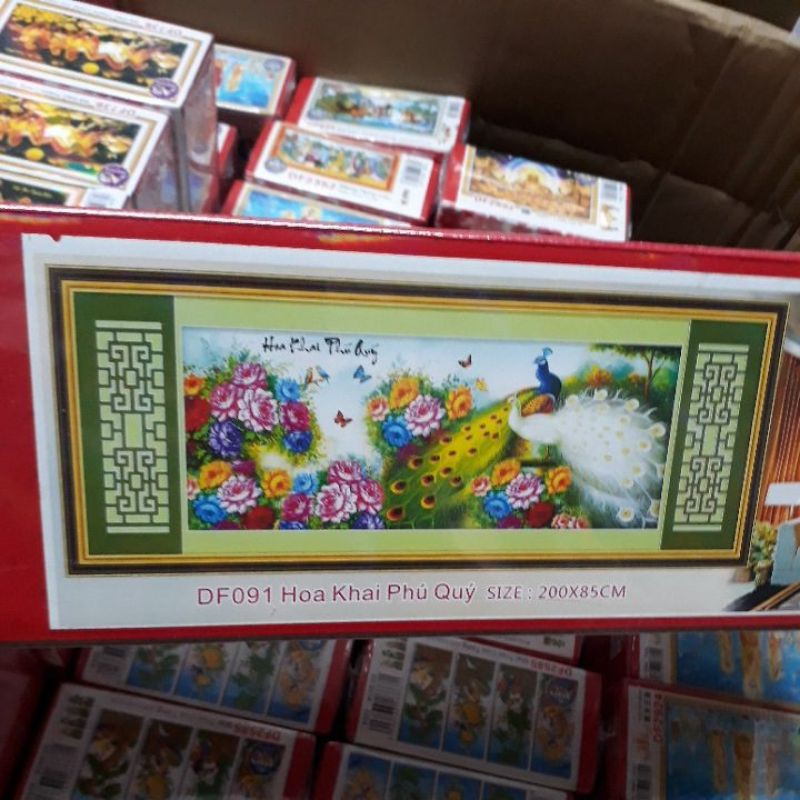 TRANH ĐÍNH ĐÁ HOA KHAI PHÚ QUÝ DF091 (200*85)