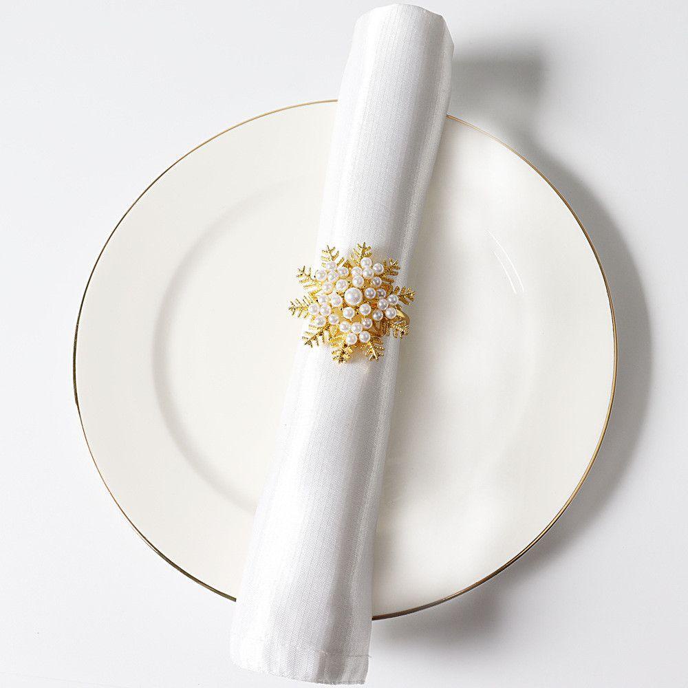 PINEVN Set 1 / 3 / 6 Vòng Dây Hoa Tuyết Trang Trí Khăn Ăn