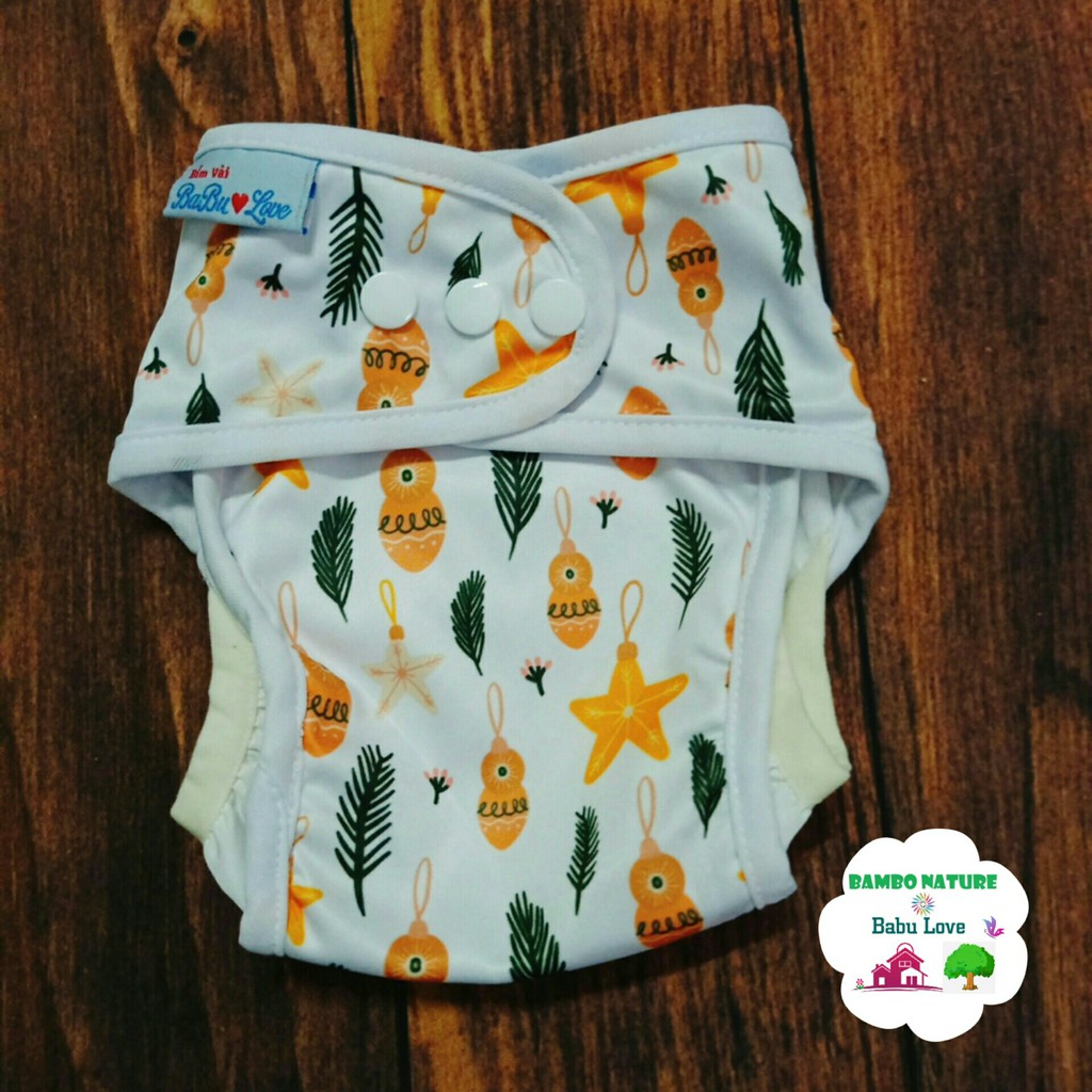 BỘ BỈM VẢI, TÃ VẢI CHỐNG TRÀN  BAMBO NATURE BABU LOVE ( GỒM 1 VỎ + 2 LÓT) SIZE M,L