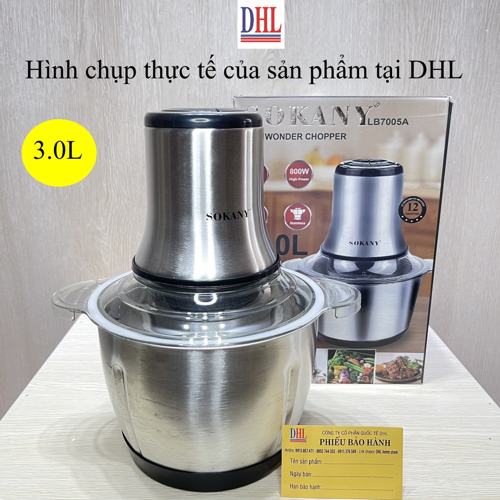 Máy xay đa năng, máy xay  thịt SOKANY LB7005A 3.0l cao cấp chính hãng tặng kèm lưỡi dao xay 3L