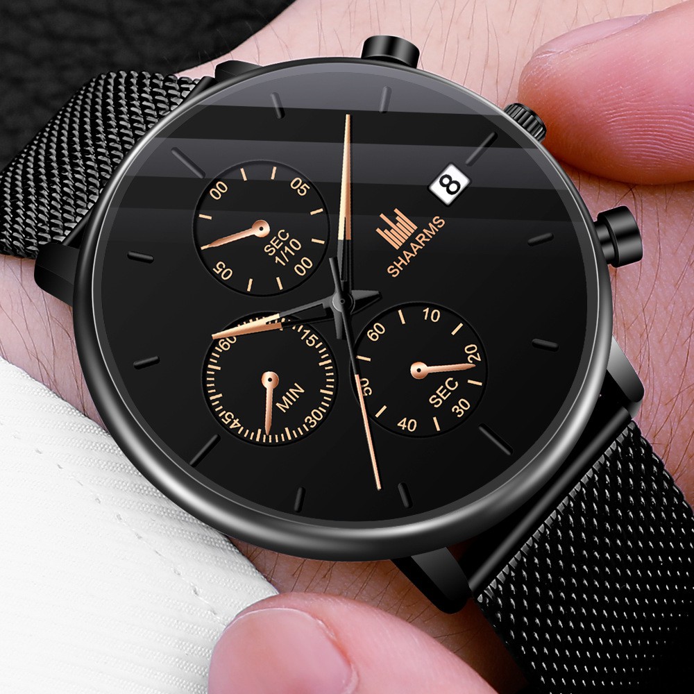 Đồng Hồ Nam SHAARMS SA6123 Đăng cấp doanh nhân lịch ngày sang trọng dây thép mành thời trang | BigBuy360 - bigbuy360.vn