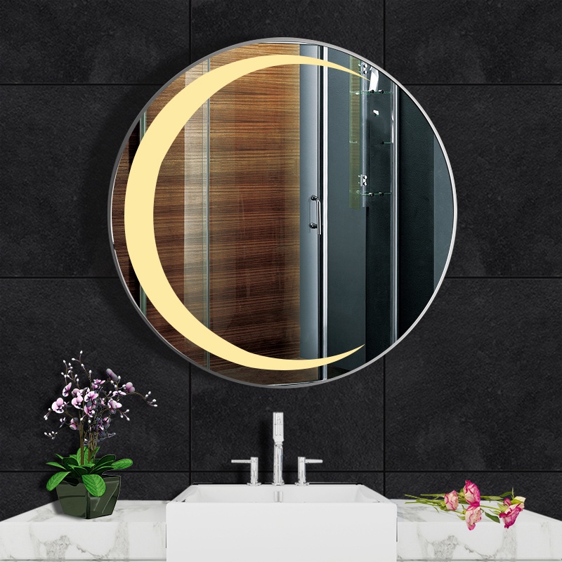 gương tròn bàn phấn makeup phòng ngủ nhà tắm kích thước D80  có đèn led cảm ứng phá sương cao cấp- guonghoangkim