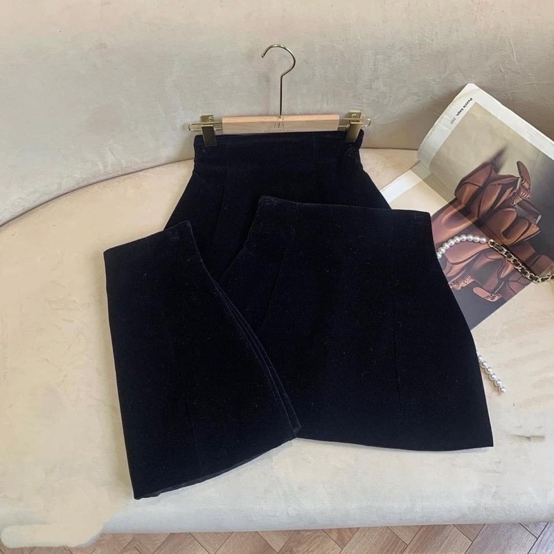 CHÂN VÁY NHUNG TRƠN DÁNG A CẠP CAO MS15662 (có lót quần)