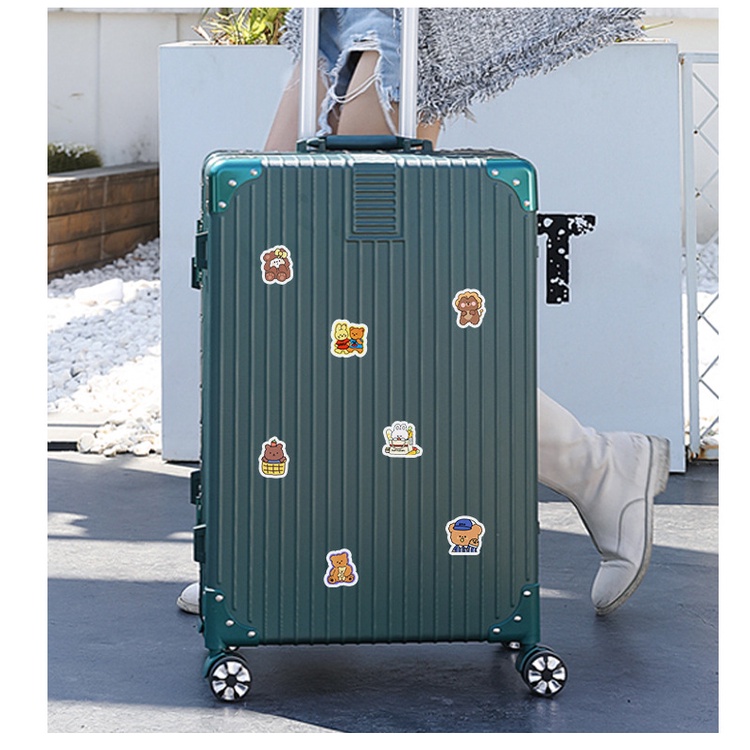 Bộ 50 Miếng Dán Chống Thấm Nước Họa Tiết Gấu Hoạt Hình Dễ Thương Trang Trí Sổ Tay