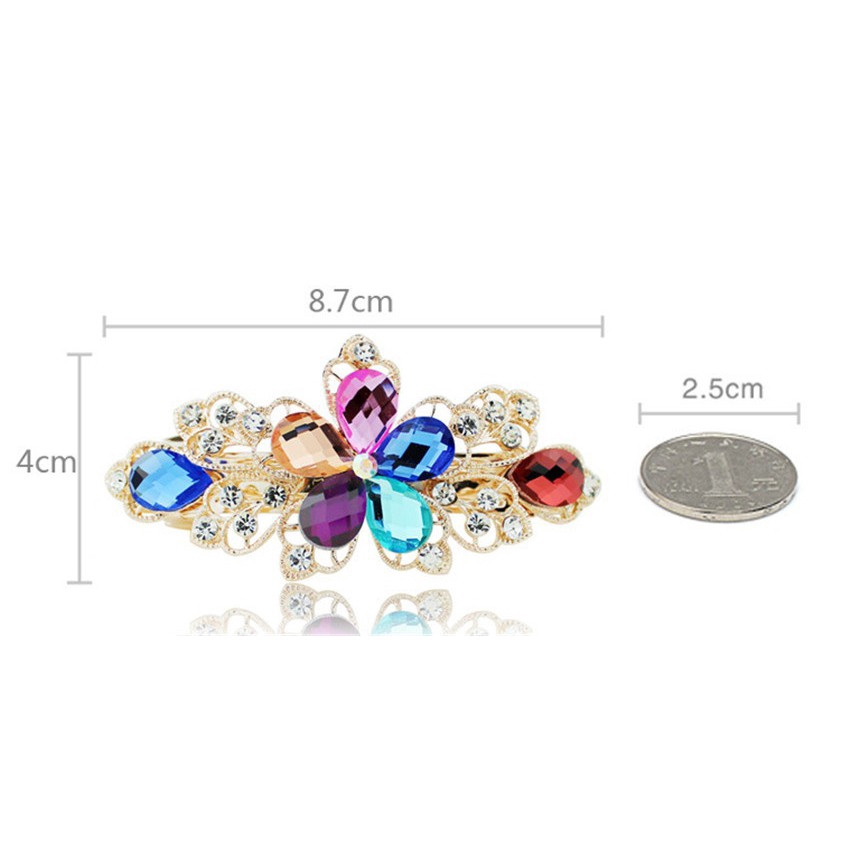 Kẹp Tóc Hoa Đính Đá Pha Lê Màu Sắc Lấp Lánh
