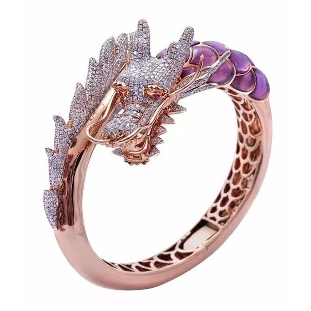 Nhẫn Hình Rồng Phong Cách Boho Thời Trang|Nhẫn Đính Đá Zircon Thời Trang