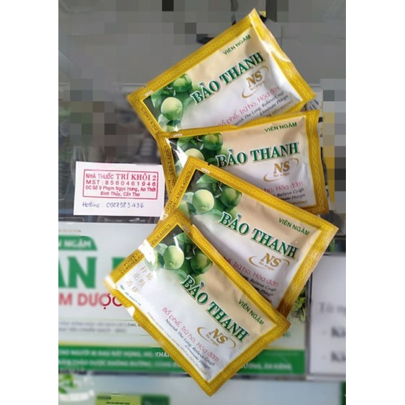 Viên ngậm Bảo Thanh có đường ( màu xanh) và không đường( màu vàng)- gói 5 viên