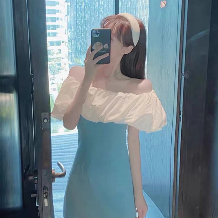 2021 Summer Korean Sexy Off Shoulder Dress Women's Sleeveless Skirt