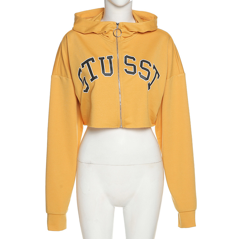 Áo Hoodies Tay Dài Khoá Kéo Hoạ Tiết Chữ In Thiết Kế Dáng Rộng Thoải Mái