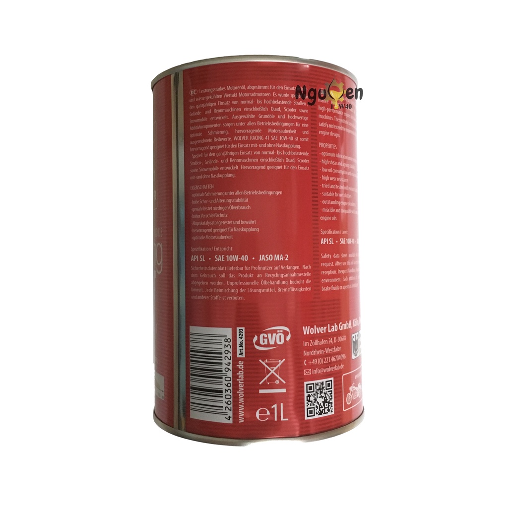 Nhớt Wolver Racing 10w40 1 lít