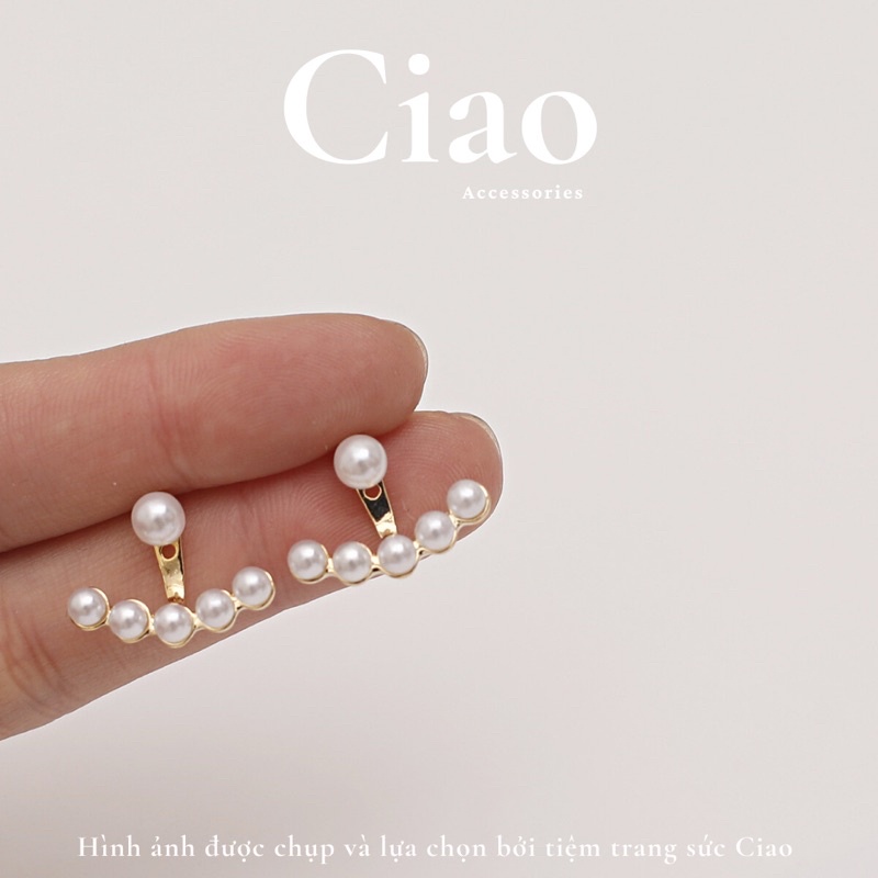 [HOẢ TỐC 1H] Khuyên tai/ Bông tai dáng dài mạ bạc S925 thiết kế chuỗi hạt trai Ciao accessories