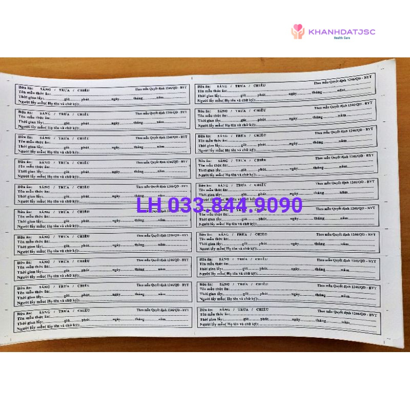 Tem dán vỡ dùng dán lưu mẫu thức ăn