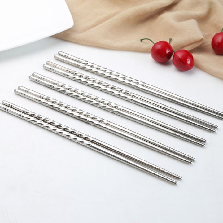 Đũa inox (Vỉ 5 đôi) cao cấp an toàn chống nóng, Đũa ăn nhà bếp dài 22cm sang trọng, lịch sự HL11