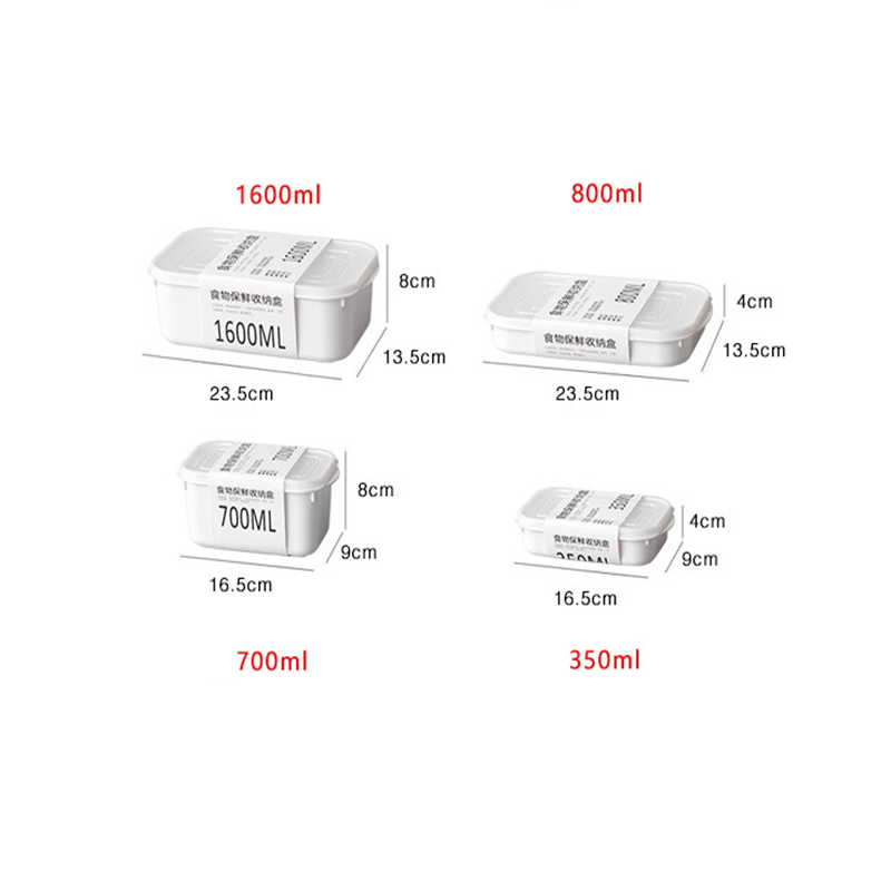 Hộp đựng thức ăn trưa hình chữ nhật có nắp 4 size tùy chọn