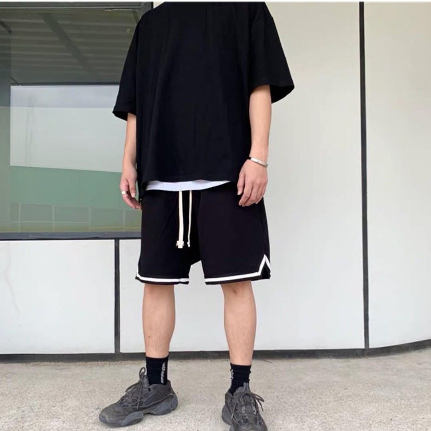 < FREESHIP > Set Áo Thun Đen trơn phối Quần Short 1V [ Form UNISEX ]