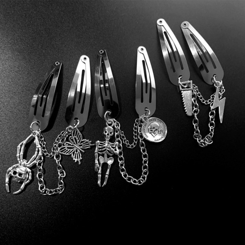 Dây Xích Kim Loại Kẹp Tóc Phong Cách Hip Hop Gothic Cổ Điển DIY
