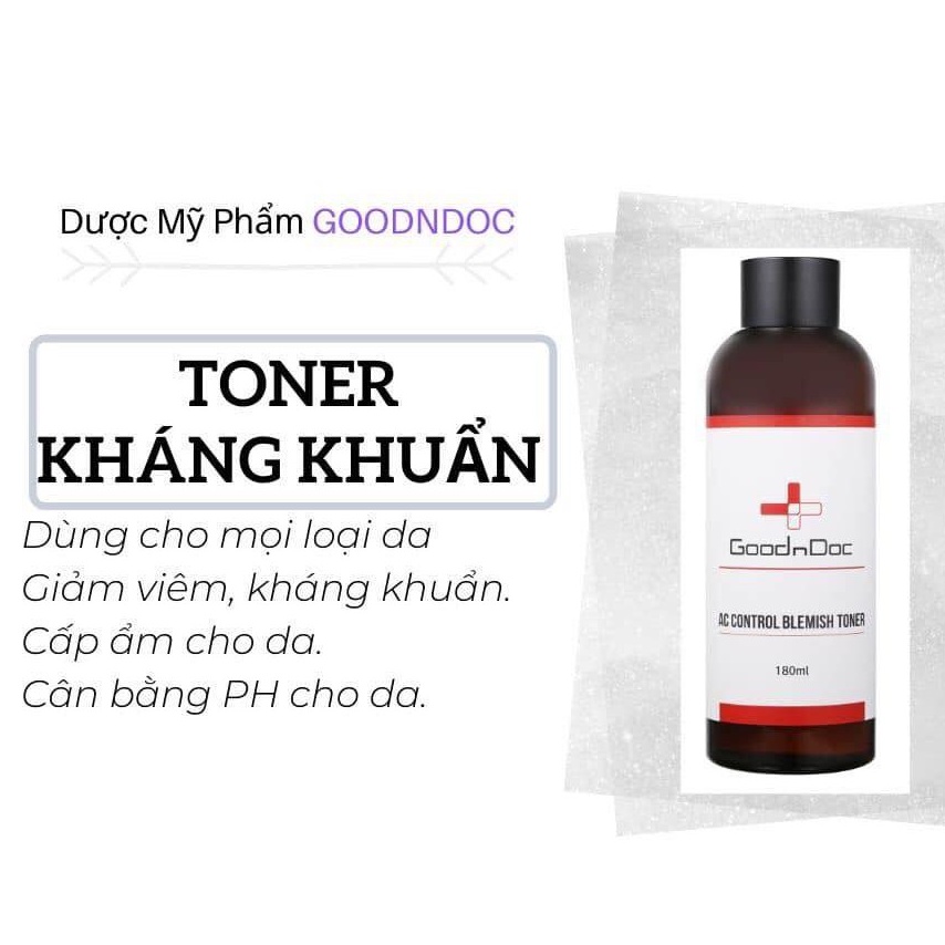 Nước hoa hồng, Toner Goodndoc AC Control Blemish cho da mụn, nám, dầu dưỡng sáng da, chống lão hóa, tẩy tế bào chết