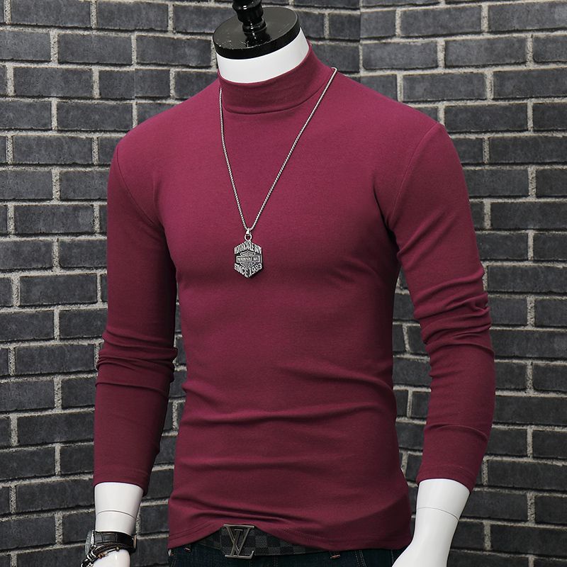 Áo Thun Cotton Cổ Lọ Dáng Ôm Ấm Áp Thời Trang Hàn Quốc Cho Nam