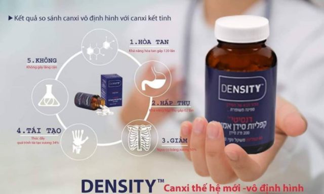 Density - canxi vô định hình ( loại canxi của Israel dùng vào ban đêm không ảnh hưởng tới sức khỏe )