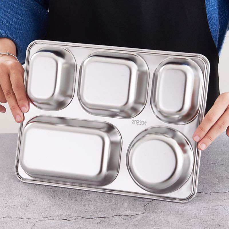 Khay Đựng Thức Ăn Chia Ngăn Bằng Thép Không Gỉ
