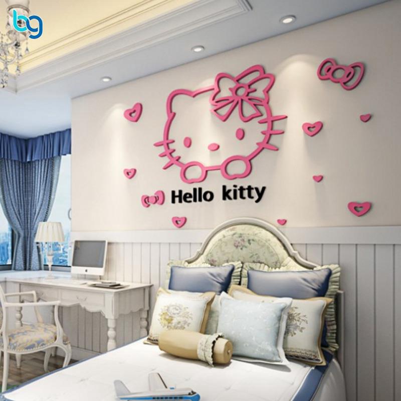 Giấy dán tường trang trí hình mèo Hello Kitty