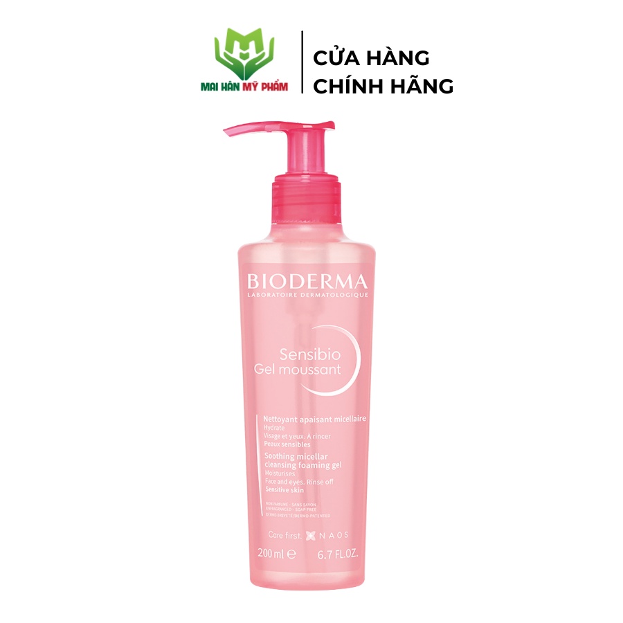Gel Rửa Mặt Tạo Bọt Giảm Mụn, Thâm Bioderma Sensibio Gel Moussant 200ML