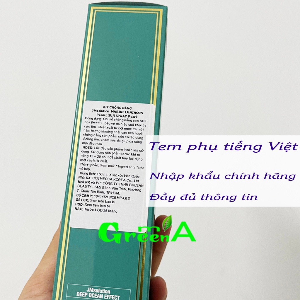 Xịt Chống Nắng JMSOLUTION Chiết Xuất Ngọc Trai JM Solution Marine Luminous Pearl Sun Spray 180ml SPF 50+, PA++++