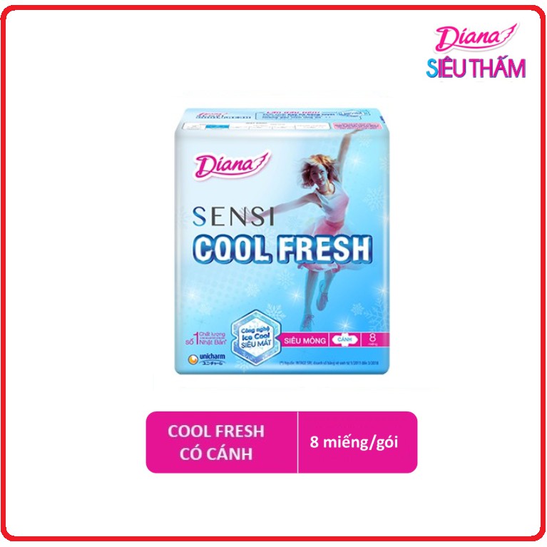 BVS DIANA Sensi Cool Fresh Siêu Mỏng Cánh 8 Miếng