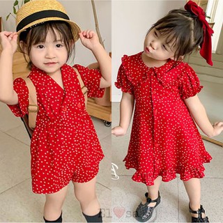 Váy đỏ hoac jum đỏ ngắn đẹp hoạ tiết chấm bi đỏ