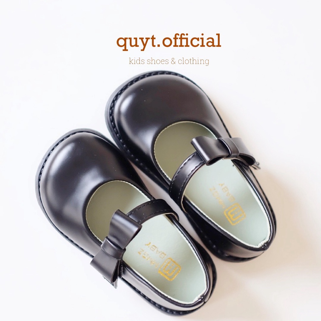 [Có sẵn/Size21-30] Giày búp bê nơ bé gái phong cách preppy cổ điển tiệm nhà Quýt