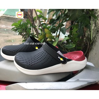 Dép cross literide quai ngang bít đầu Nam Nữ  Đen Đế Đỏ