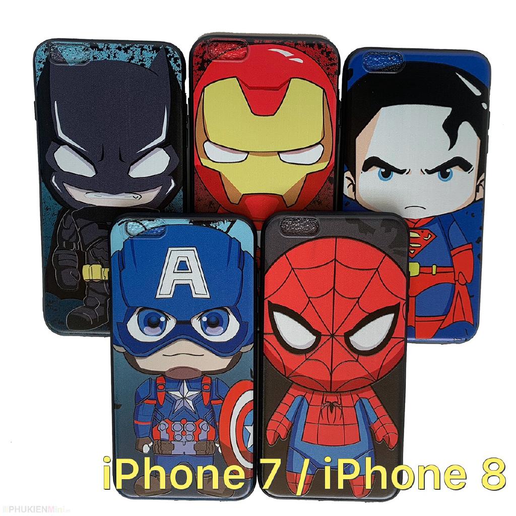 Ốp lưng viền dẻo in nổi hình siêu anh hùng phong cách chibi iPhone 7 / iPhone 8 giá rẻ