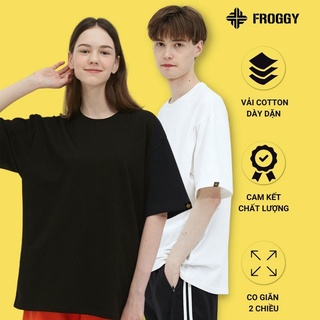 Áo Thun Cổ Tròn Basic FROGGY Áo Phông Unisex Nam Nữ Cotton co giãn, dày dặn Oversize Phom Rộng tay lỡ Hàn Quốc
