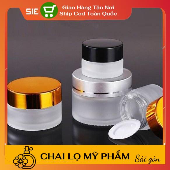 Hủ Đựng Kem ❤ SIÊU RẺ ❤ Hũ chiết mỹ phẩm thủy tinh mờ 15g,20g,30g,50g Nắp Vàng,Bạc,Đen , lọ đựng kem , phụ kiện du lịch