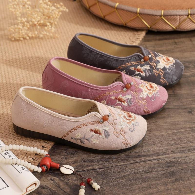 Giày Búp Bê Vải Đế Mềm Thoáng Khí Thêu Họa Tiết Thổ Cẩm Kiểu Retro Bắc Kinh Cổ Điển Thời Trang Cho Nữ 2 317M-1A7