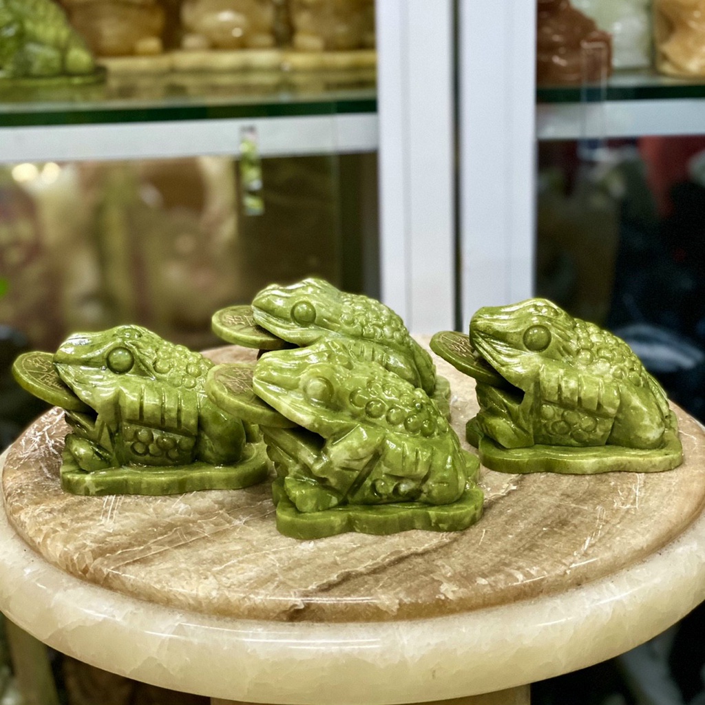 Thiềm Thừ Phong Thủy , Cóc 3 Chân Đá Ngọc Hoàng Long & Đá Serpentine - Dài 12cm & 15cm & 20cm