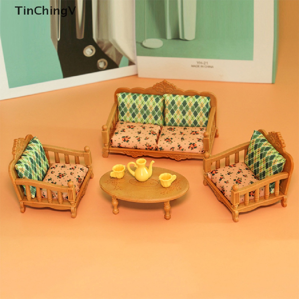 Mô Hình Bàn Ghế Sofa Phòng Khách Mini Tỉ Lệ 1 / 12 Trang Trí Nhà Búp Bê