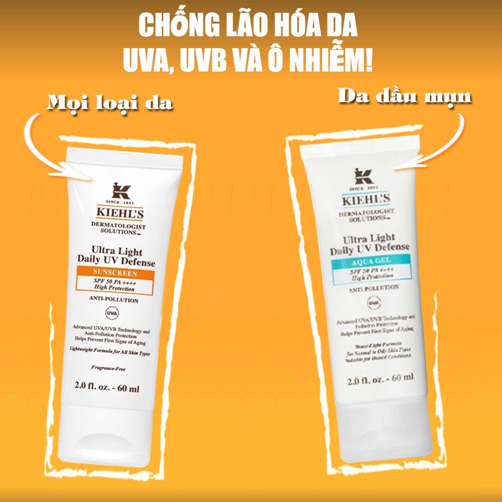 Kem chống nắng kiehls Ultra Light Daily UV Defense SPF 50 PA++++ Anti-pollution 60ml