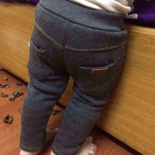 Quần giả jean thu đông lót bông cho bé
