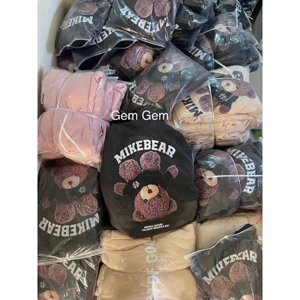 Áo hoodie nỉ bông nam nữ form rộng MIKEBEAR in hình gấu mũ 2 lớp rộng, áo sweater nỉ ulzzang phong cách Hàn Quốc