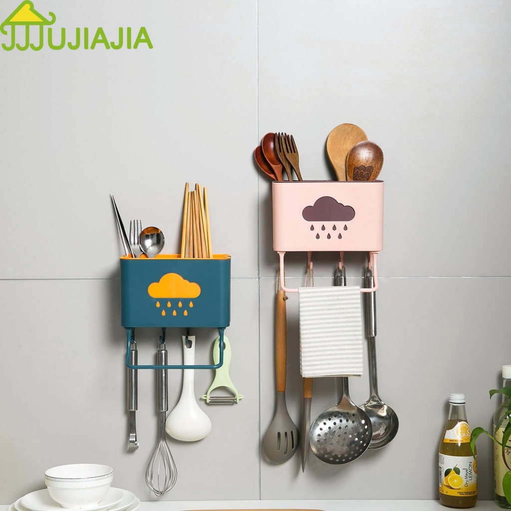 Giá Gắn Tường JUJIAJIA Đựng Đũa Muỗng Và Dụng Cụ Nhà Bếp Tiện Lợi