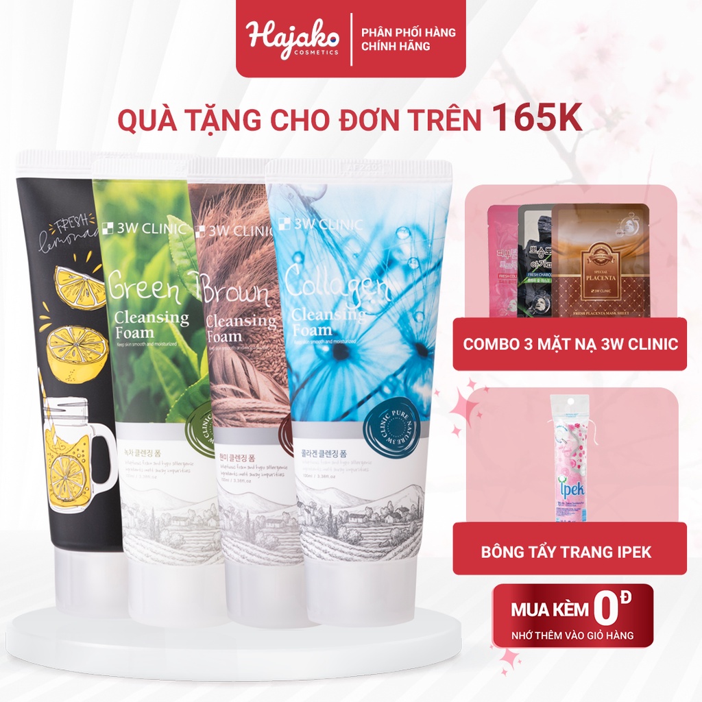 Sữa rửa mặt Hàn Quốc 3W Clinic Cleansing Foam 100ml HAJAKO