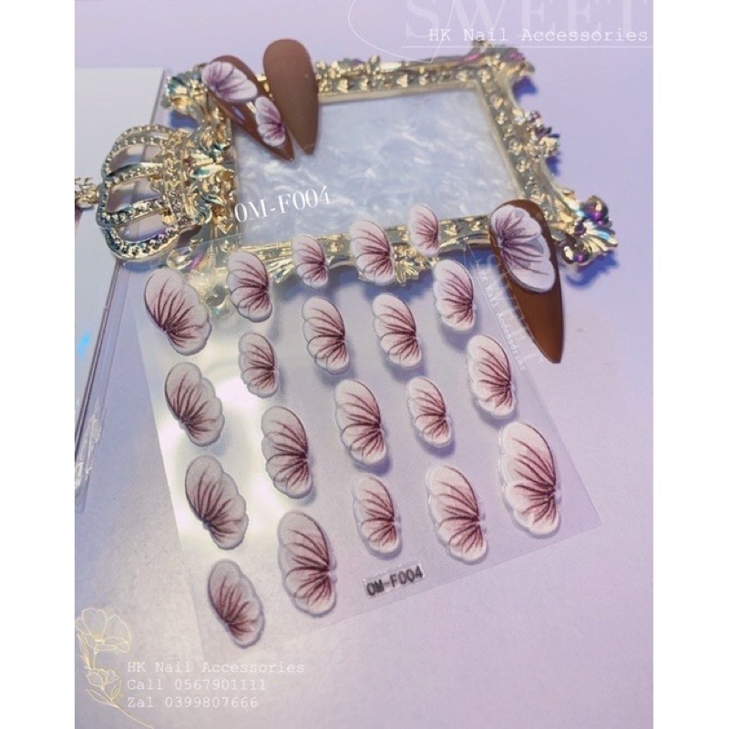 Sticker nail, stick nổi 5D các mẫu siêu HOT dán móng lung linh