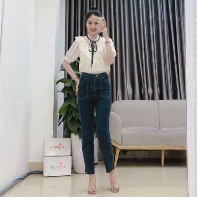 Min's Shoes - Quần jean nữ ống rộng lưng cao, bò suông phong cách thời trang Hàn Quốc 115