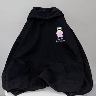 [Ảnh thật] Áo hoodie gấu phản quang (trắng - đen)